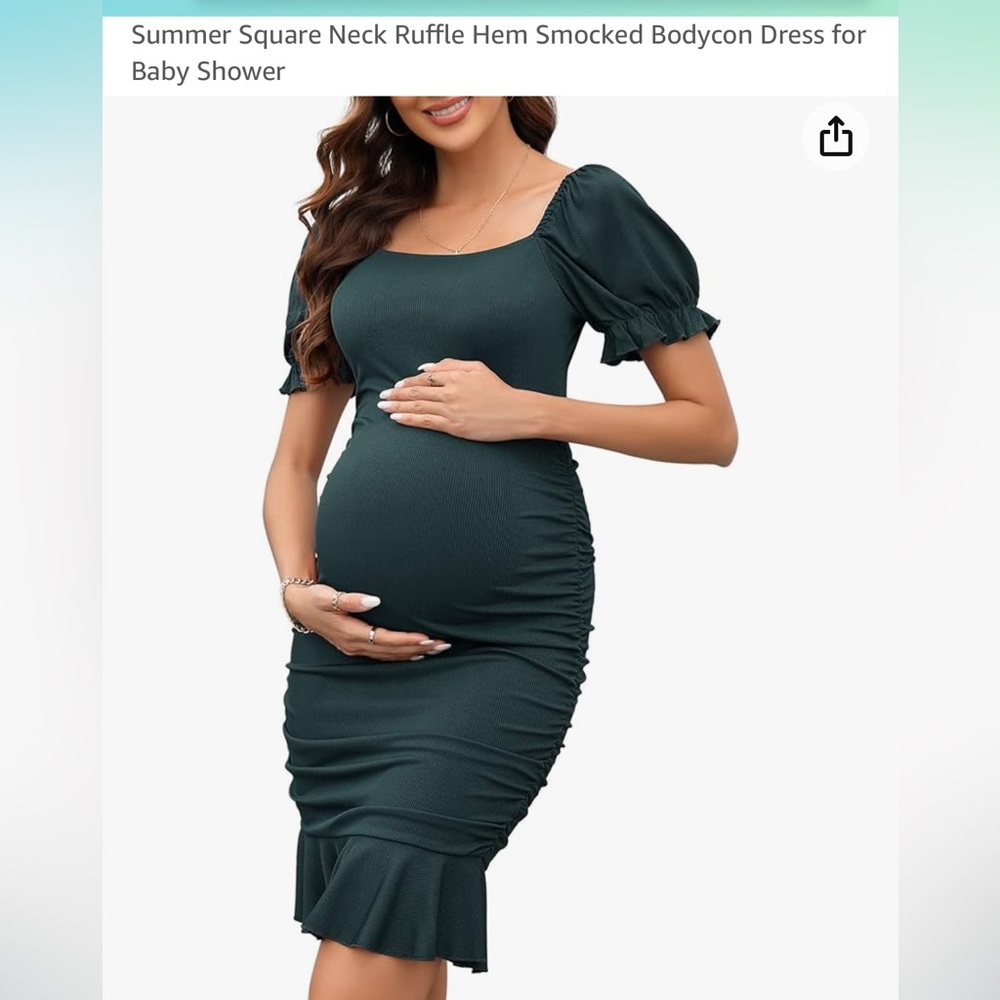 Maternity Square Neck Ruffle Bodycon Dress - Picture 4 of 4